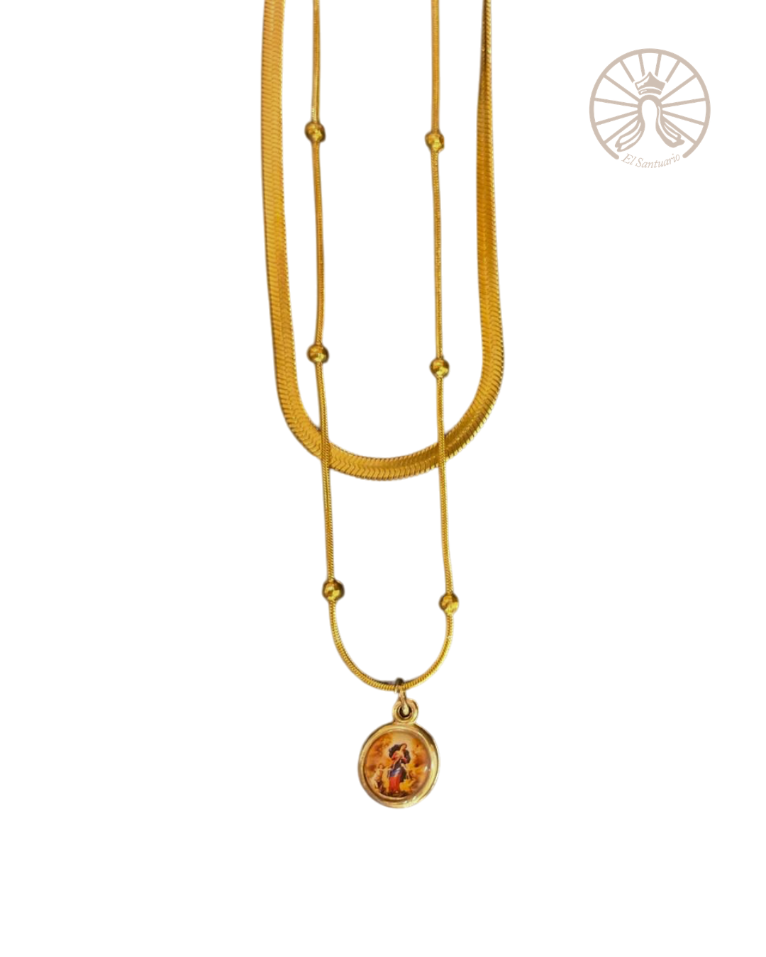 Collar Virgen Desatanudos con doble cadena