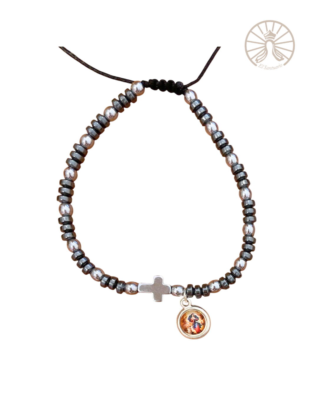 Pulsera Virgen Desatanudos con Cruz mini