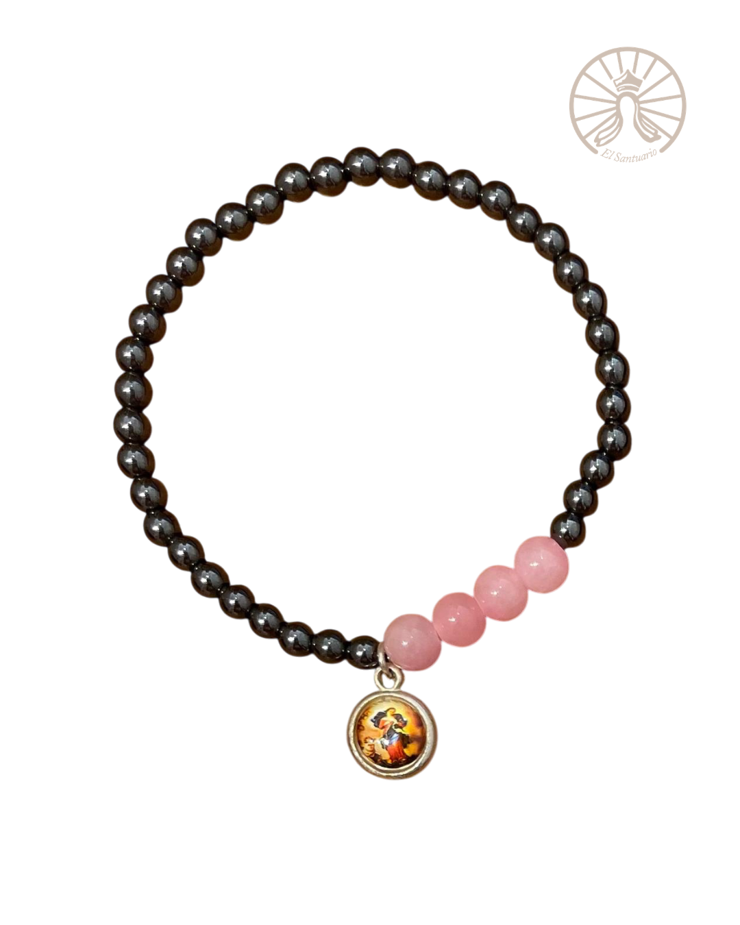 Pulsera Virgen Desatanudos [negro y rosa]