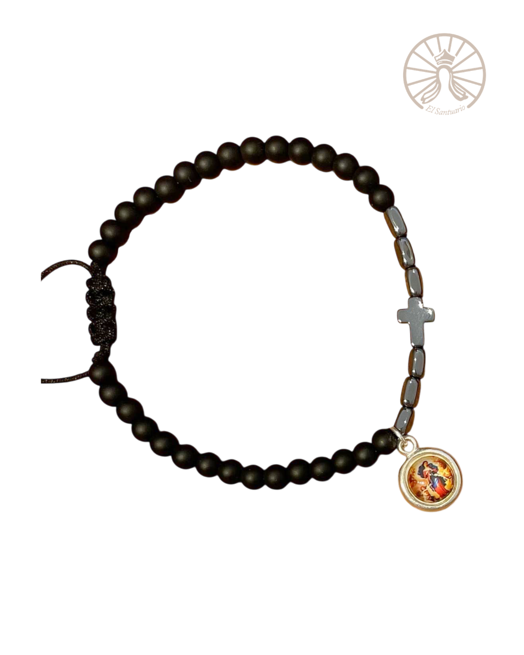 Pulsera Virgen Desatanudos con Cruz mini