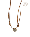Collar Cruz griega (cuero café)