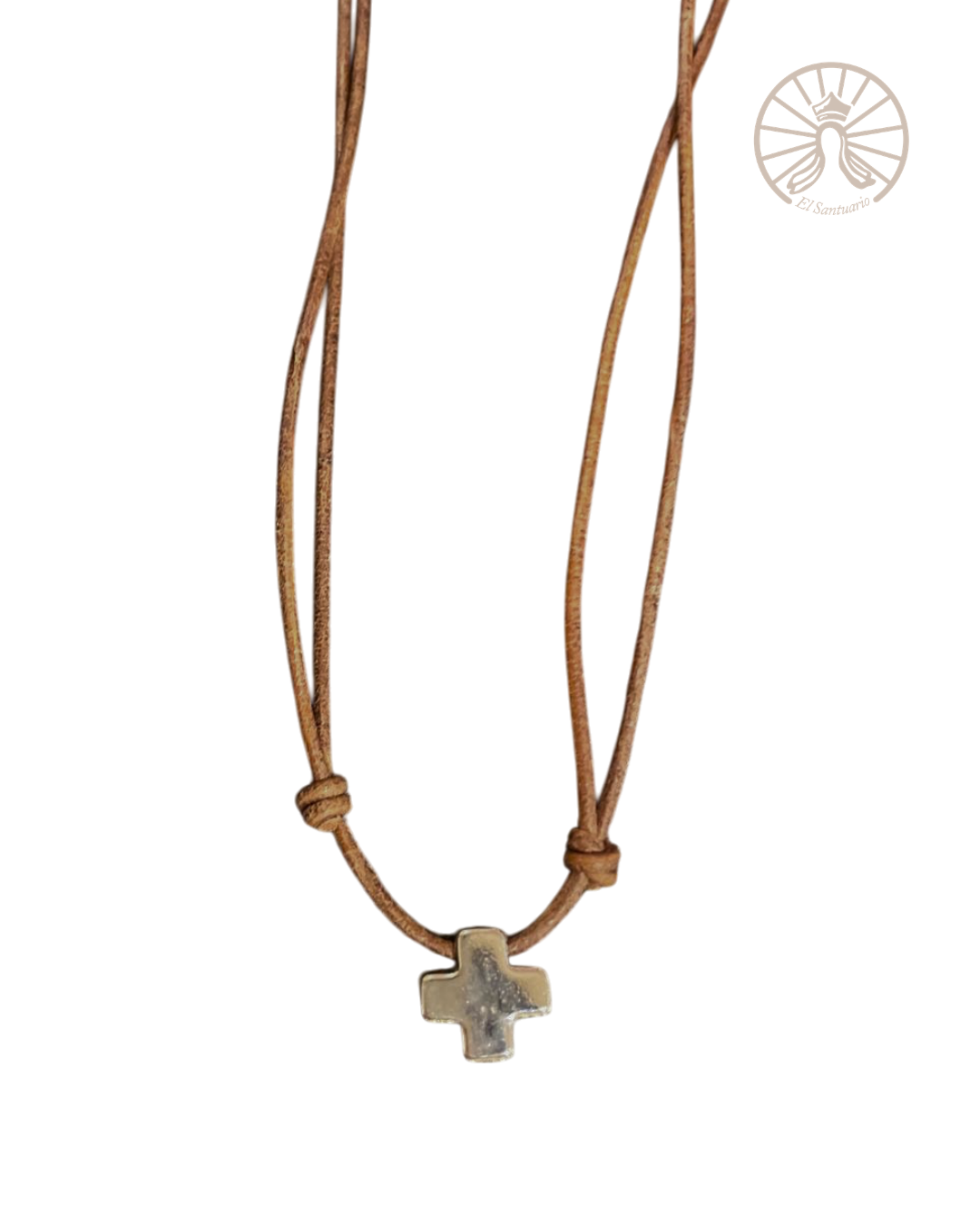 Collar Cruz griega (cuero café)