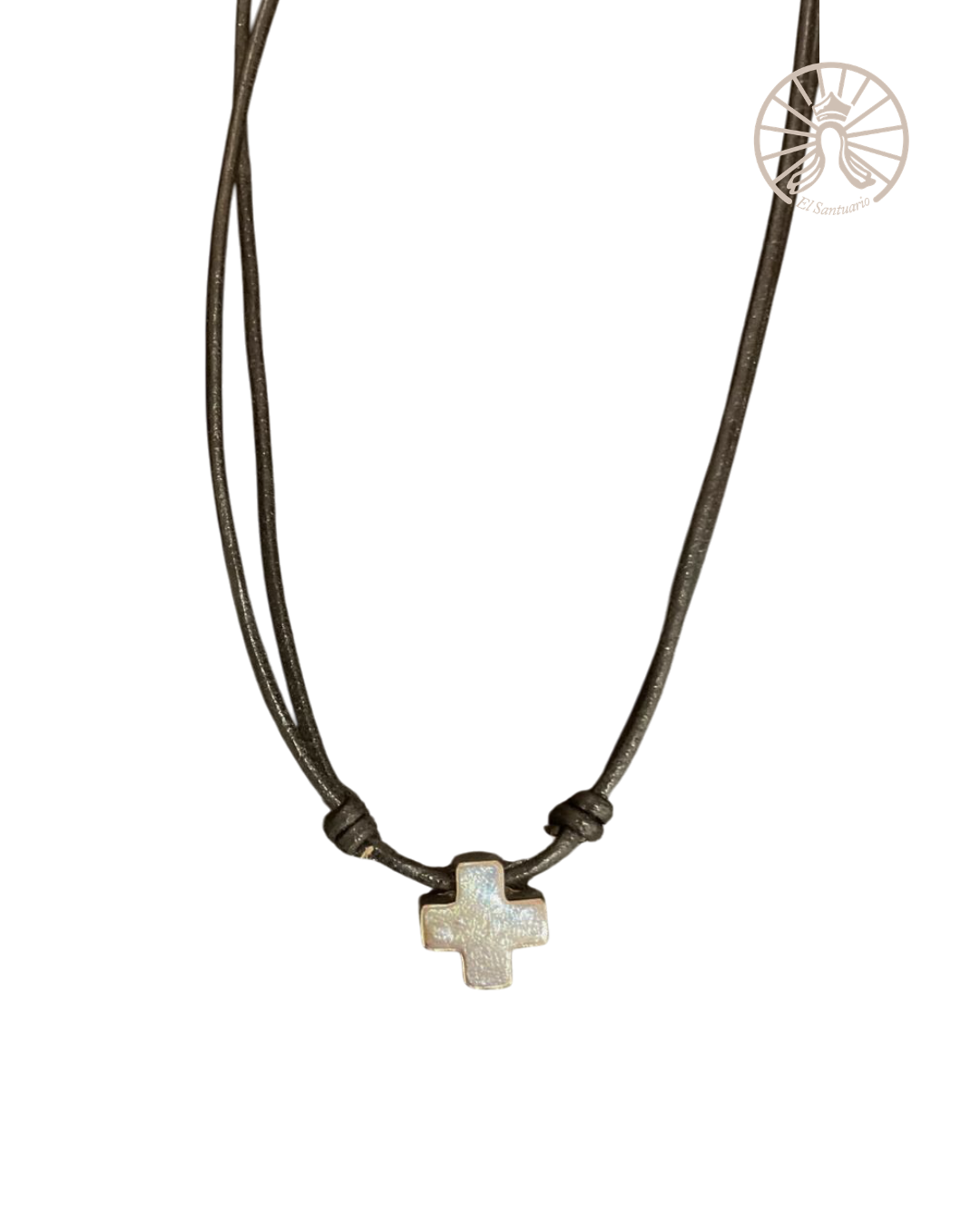 Collar Cruz griega (cuero negro)